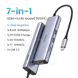 HUB Ugreen USB-C 7 en 1 Supporte PD (Power Delivery) 100W Recharge (Model : CM512) CM512