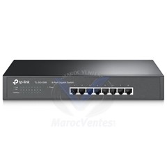 Tplink 8-port Gigabit Switch, 8 10/100/1000M RJ45 ports, 1U 13-inch rack-mountable steel case