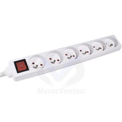 MULTIPRISE 6 PRISES AVEC INTERRUPTEUR BLANCHE - 1,5 M