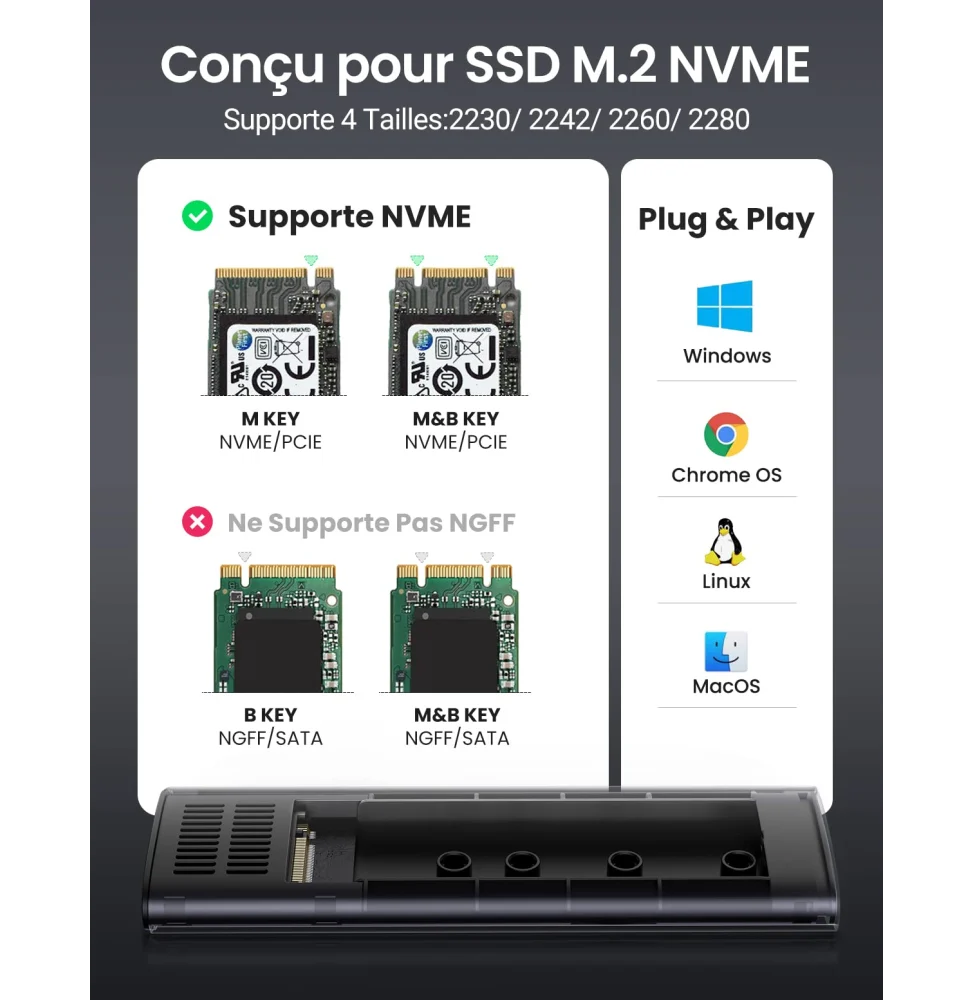 Ugreen Boitier Disque Dur Externe Nvme M2 10902